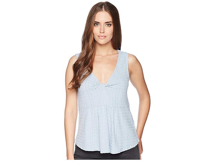 Lucky Brand Knot Front Tank Top (light Blue) Women's Clothing