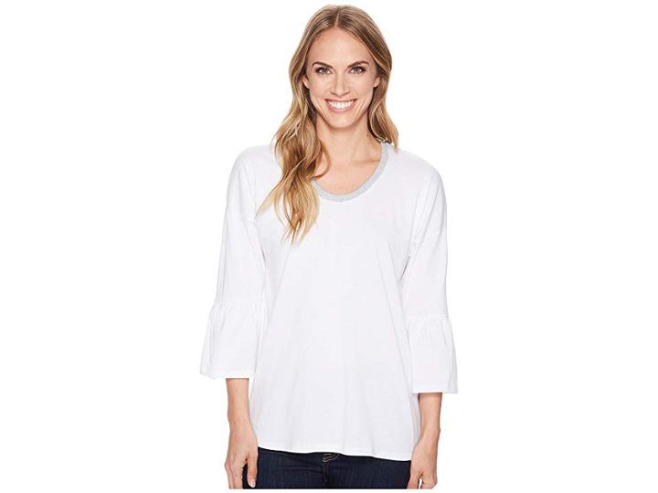 Michael Michael Kors Lurex Trim Scoop Neck Top (white) Women's Clothing