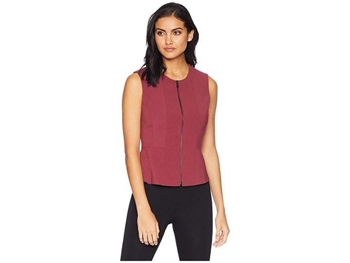 Bcbgmaxazria Jeslyn Sleeveless Top With Zipper Front (merlot) Women's Clothing