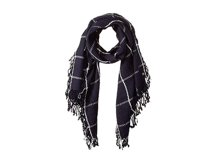 Lauren Ralph Lauren Texture Windowpane Wrap (navy/ivory) Scarves