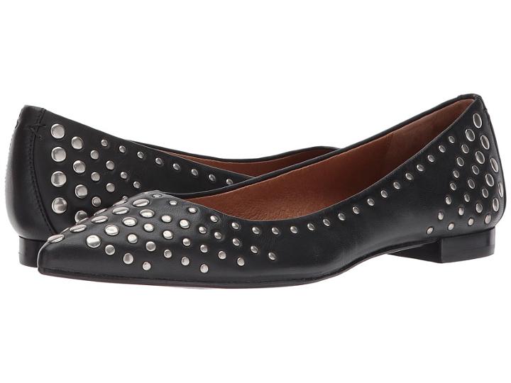Frye Sienna Multi Stud Ballet (black Antiqued Polished Leather) Women's Flat Shoes