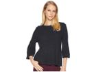 Michael Stars Cotton Knits 3/4 Sleeve Swing Sweater (charcoal) Women's Sweater