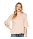 Splendid Ruffle Tee (antique Pink Beige) Women's T Shirt