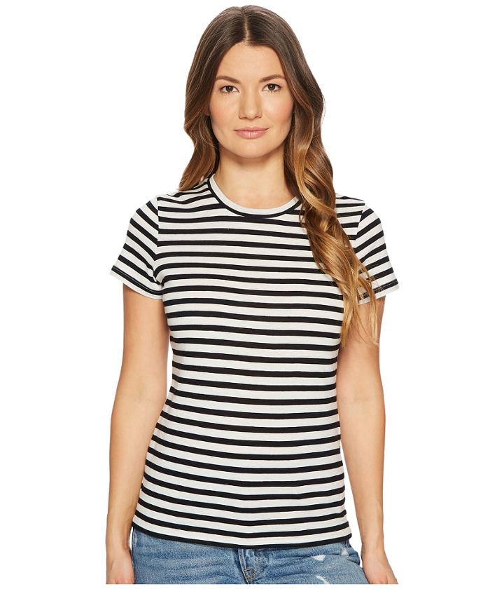 Vince Bengal Stripe Essential Crew (vanilla/coastal) Women's T Shirt