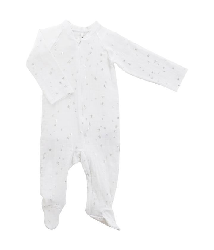Aden + Anais Long Sleeve Zipper One-piece (infant) (metallic Silver/starburst) Boy's Jumpsuit & Rompers One Piece