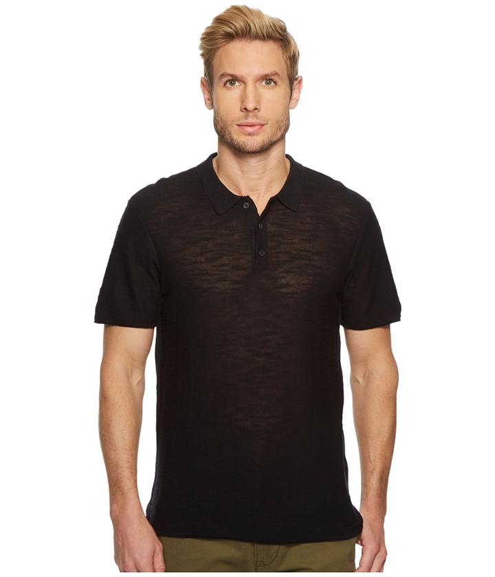 7 For All Mankind Short Sleeve Sweater Polo (black) Men's Sweater