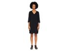 Eileen Fisher Organic Cotton Stretch Jersey V-neck 3/4 Sleeve A-line Dress (black) Women's Dress