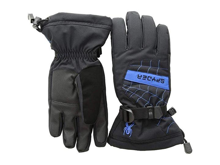 Spyder Kids Overweb Ski Gloves (little Kids/big Kids) (black/turkish Sea) Ski Gloves