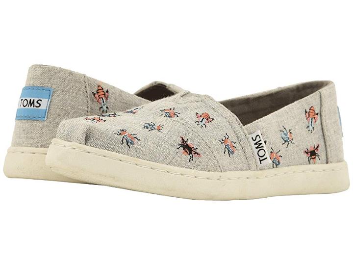 Toms Kids Alpargata (little Kid/big Kid) (drizzle Grey Embroidered Bugs) Girl's Shoes