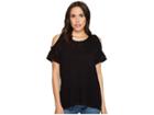 B Collection By Bobeau Top Knit Cold Shoulder (black) Women's Short Sleeve Pullover