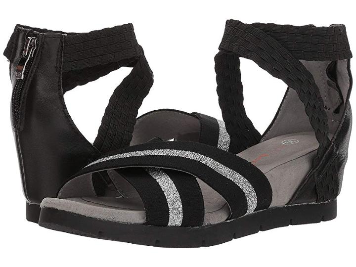 Bernie Mev. Maldives (black/black/silver) Women's Wedge Shoes