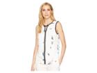 Ivanka Trump Matte Jersey Contrast Piping Sleeveless Printed Top (ivory/blush) Women's Clothing