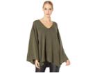 Bcbgmaxazria Masha Oversized V-neck Cropped Pullover (dark Fatigue) Women's Long Sleeve Pullover