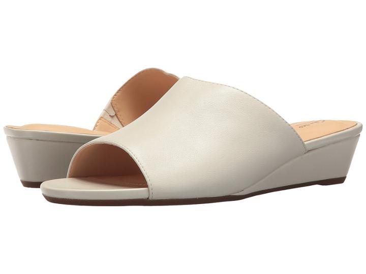 Clarks Parram Waltz (white Leather) Women's Slide Shoes