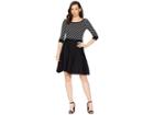 Gabby Skye Diamond Print Fit Flare Sweater Dress (black/ivory) Women's Dress