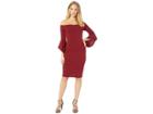 Bebe Off The Shoulder W/ Flowy Sleeve Dress (burgundy) Women's Dress