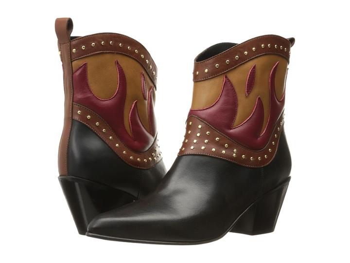 Just Cavalli Nappa With Fires Short Boots (black/brown) Women's Boots