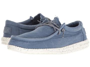 Hey Dude Wally Washed (steel Blue) Men's Shoes