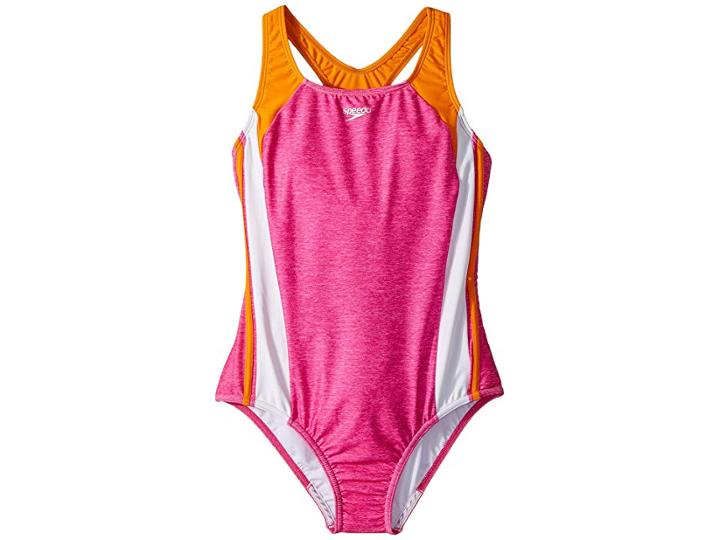 Speedo Kids Infinity Splice One-piece Swimsuit (big Kids) (bright Pink) Girl's Swimsuits One Piece