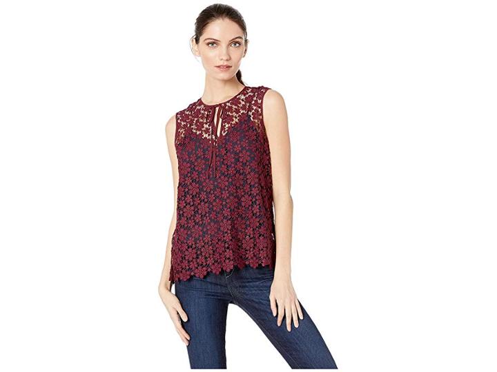 Juicy Couture Lydia Guipure Lace Sleeveless Top (bordeaux) Women's Blouse