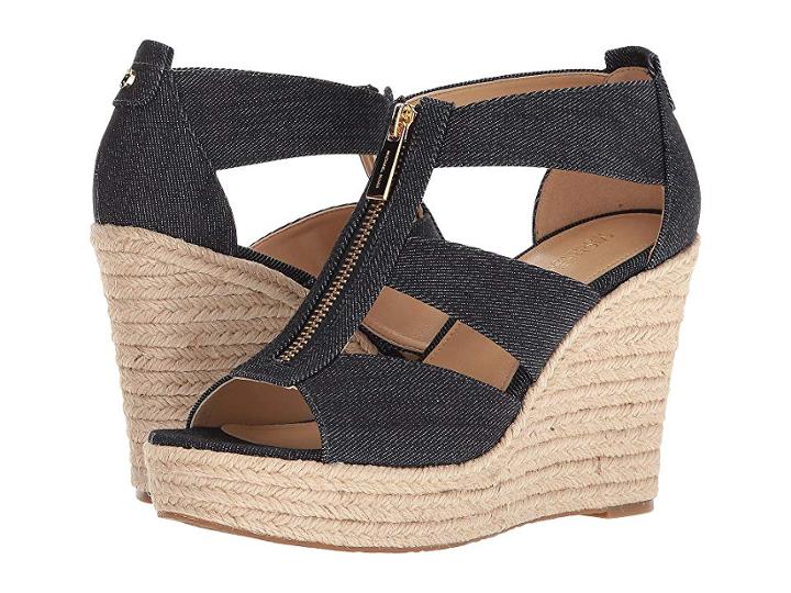 Michael Michael Kors Damita Wedge (dark Denim Denim/jute) Women's Wedge Shoes