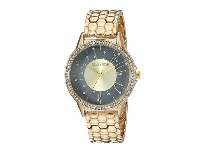 Steve Madden Ladies Textured Mesh Alloy Band Watch Smw171 (gold) Watches