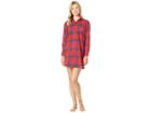 Lauren Ralph Lauren Brushed Twill His Shirt Sleepshirt (red Plaid) Women's Pajama