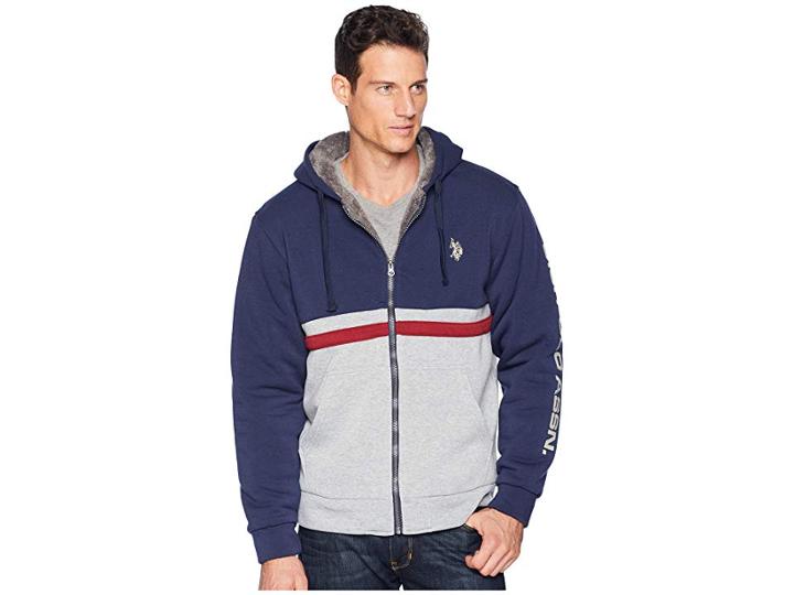 U.s. Polo Assn. Sleeve Wordmark Hoodie (classic Navy) Men's Sweatshirt