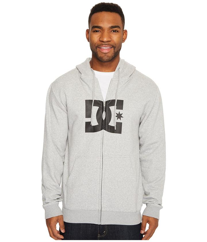 Dc Star Zip Hoodie (heather Grey/black) Men's Sweatshirt