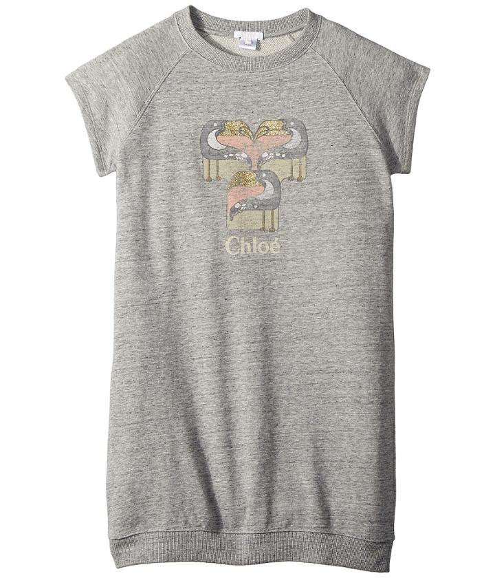 Chloe Kids Mini Me Faded And Pelicans Short Sleeve Dress (big Kids) (gris Chine) Girl's Dress