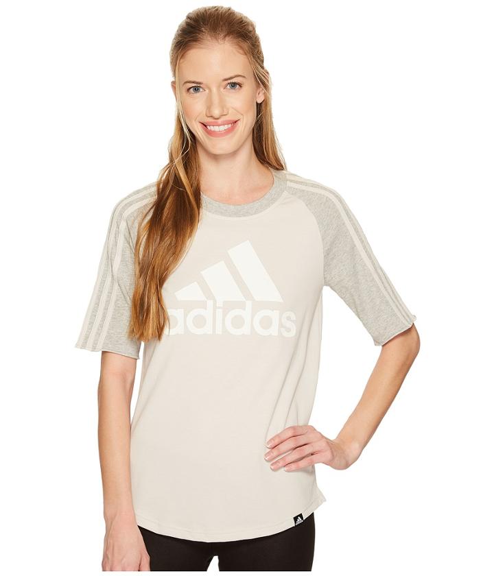 Adidas Badge Of Sport Baseball Tee (chalk Pearl/medium Grey Heather) Women's T Shirt