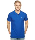U.s. Polo Assn. Solid Cotton Pique Polo With Small Pony (cobalt Blue/yellow) Men's Short Sleeve Knit