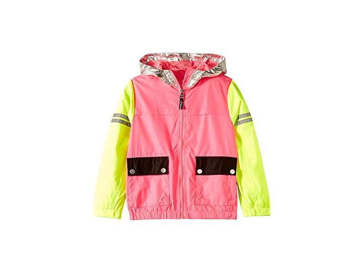 Urban Republic Kids Zip-up Windbreaker With Metallic Hood (little Kids/big Kids) (lime/fush) Girl's Coat