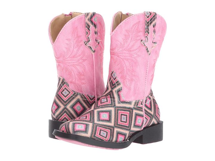 Roper Kids Glitter Gal (toddler) (geometric Pink Glitter Vamp Pink Shaft) Cowboy Boots