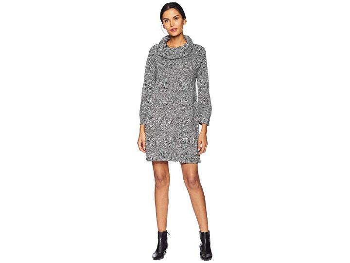 Nine West Cowl Neck Shift Dress W/ Dolman Sleeve (black Multi) Women's Dress