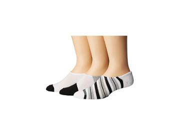 Converse Chucks Yarn-dye Stripe 3-pair Pack (white/black) Men's No Show Socks Shoes