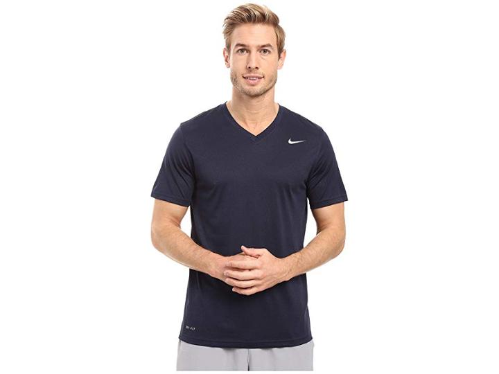 Nike Legend 2.0 Short Sleeve V-neck Tee (obsidian/black/matte Silver) Men's T Shirt