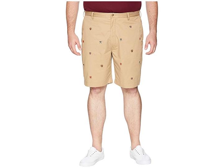 Polo Ralph Lauren Big Tall Cotton Stretch Twill Embroidered Bedford Shorts (luxury Tan/embroidered) Men's Shorts