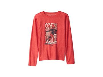 Life Is Good Kids Brave Football Cool T-shirt Long Sleeve (little Kids/big Kids) (americana Red) Boy's T Shirt