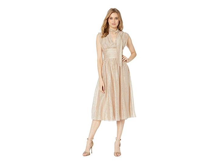 Bcbgmaxazria Cocktail Midi Woven Dress (beige) Women's Dress