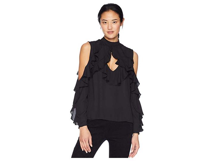 Bb Dakota Treasures Untold Ruffle Top (black) Women's Clothing