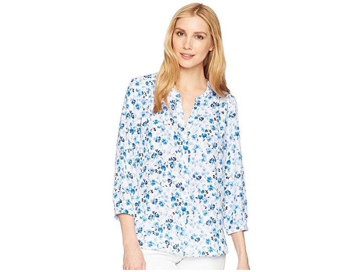 Nydj Blouse W/ Pleated Back (buttercups Afield Wave) Women's Blouse