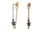 Steve Madden Star Design Drop Chain Front To Back Earrings (gunmetal/yellow Gold-tone) Earring