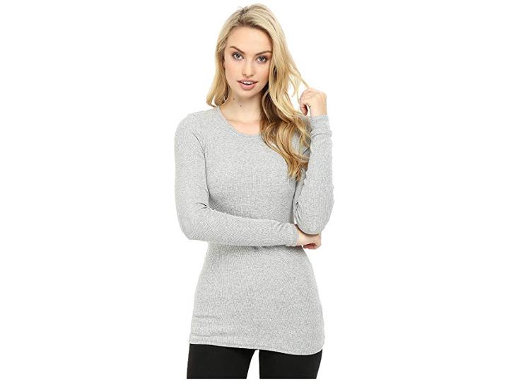 Three Dots Long Sleeve Crew Neck (granite) Women's Clothing