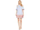 Maggy London Embroidery Stripe Cold Shoulder Shift Dress (blue/white/orange) Women's Dress