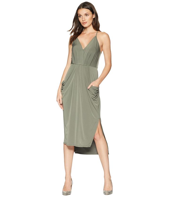 Bcbgeneration Midi Faux Wrap Dress (dusty Olive) Women's Dress