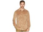 True Grit Best Stretch Cord Long Sleeve Two-pocket Shirt With Contrast Chambray Trim (khaki) Men's Clothing