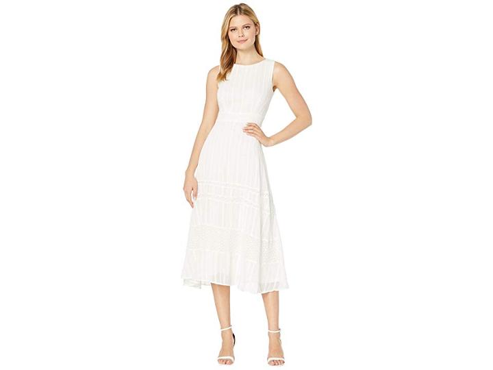 Taylor Sleeveless Embroidered Lace Midi Dress (ivory) Women's Dress