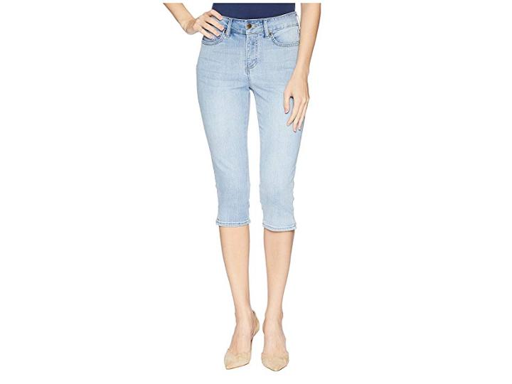 Nydj Skinny Capris W/ Palm Tree Embroidery In Clean Cloud Nine (clean Cloud Nine) Women's Jeans