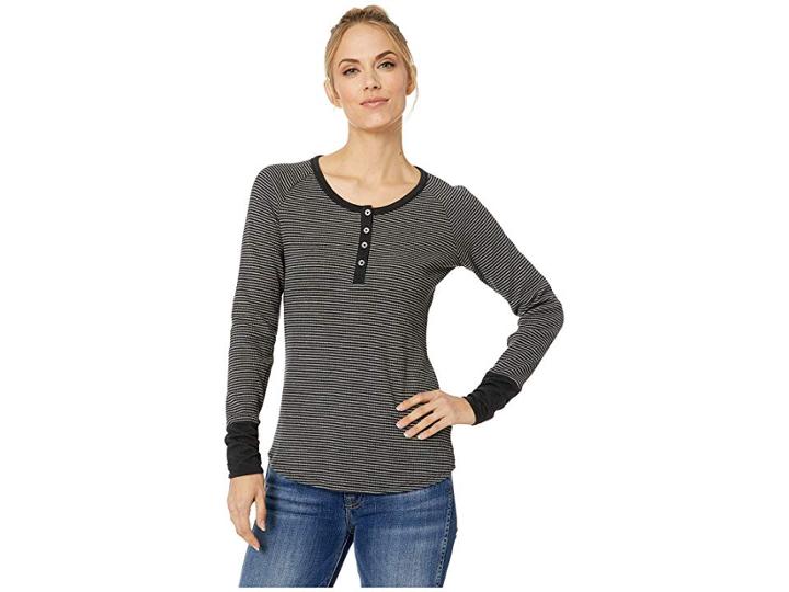 Columbia Along The Gorge Thermal Henley (black/dark Grey Heather) Women's Long Sleeve Pullover